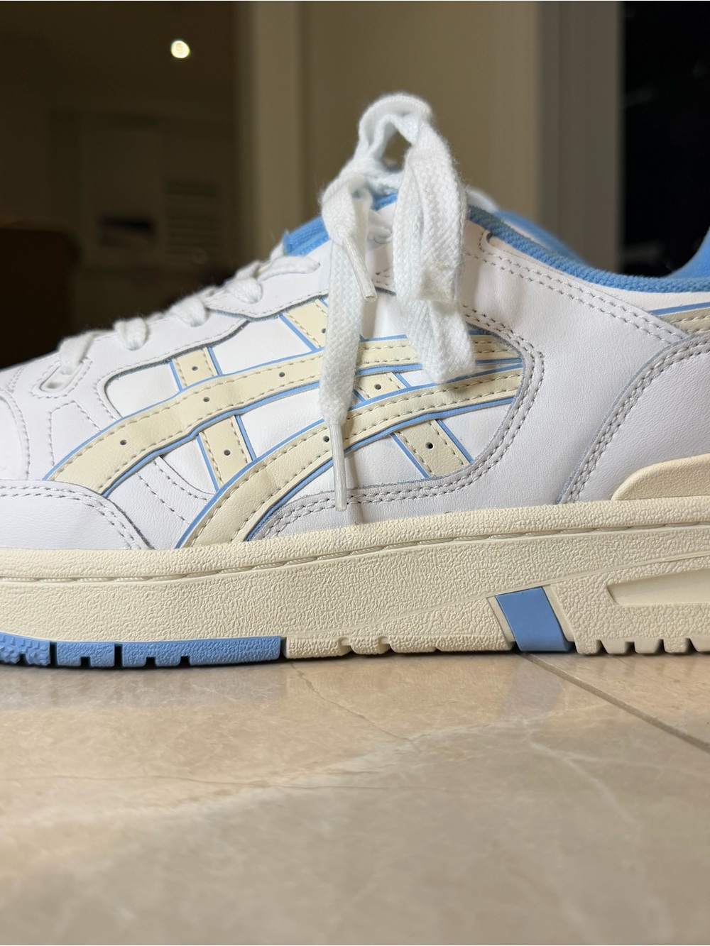 Asics EX89 Sneakers with Cream and Light Blue Accents